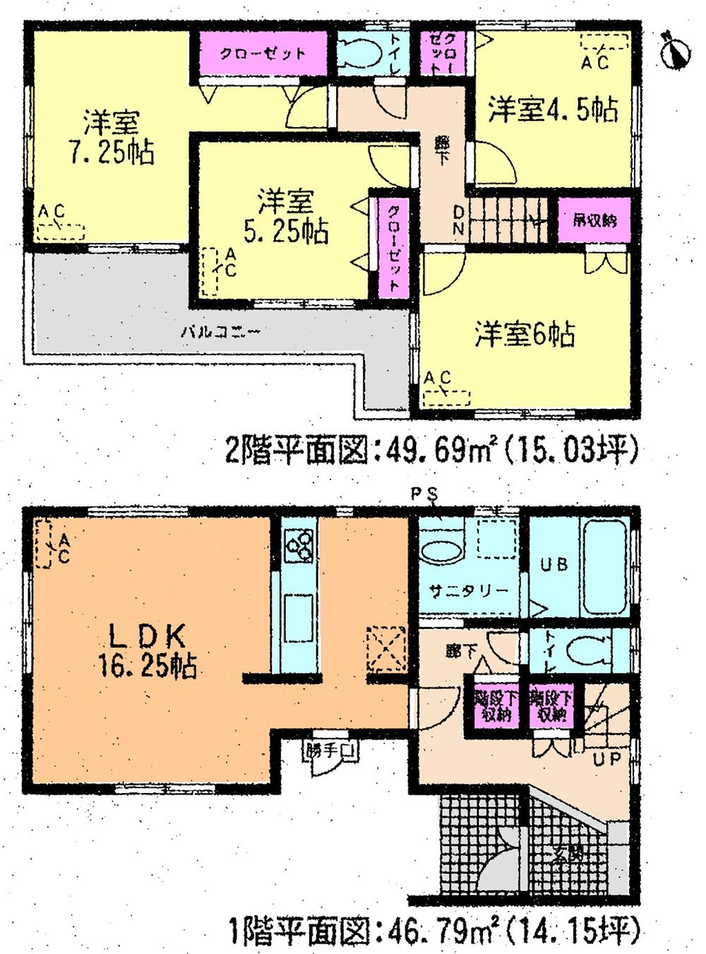 Floor plan. (1 Building), Price 27,800,000 yen, 4LDK, Land area 115.71 sq m , Building area 96.48 sq m