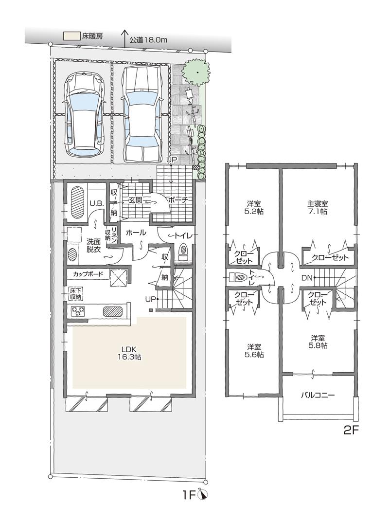 Floor plan. (B Building), Price 35,300,000 yen, 4LDK, Land area 120.48 sq m , Building area 96.45 sq m