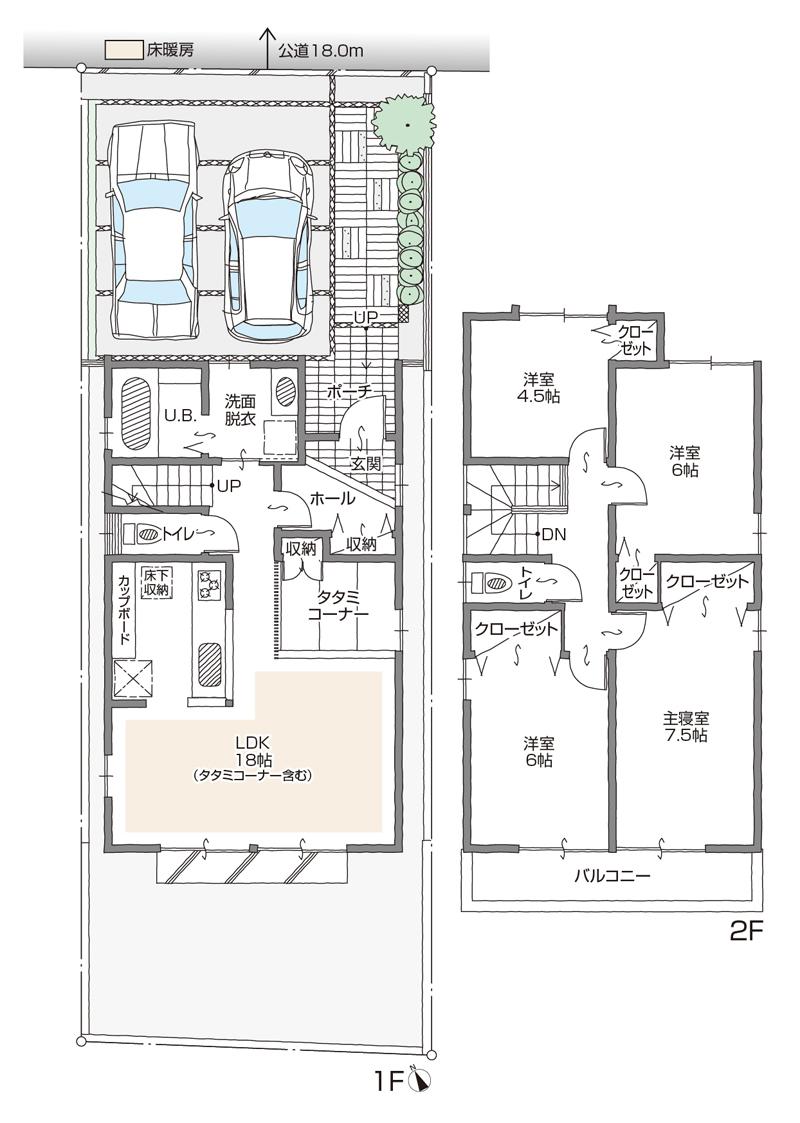 Floor plan. (D Building), Price 34,800,000 yen, 4LDK, Land area 121.28 sq m , Building area 100.21 sq m