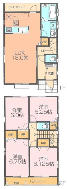 Floor plan. 31,800,000 yen, 4LDK, Land area 129.98 sq m , Building area 97.5 sq m