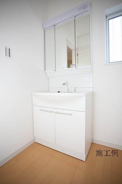 Wash basin, toilet. Example of construction