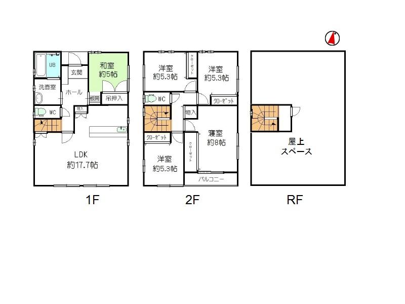 Floor plan. 37,780,000 yen, 5LDK, Land area 130.08 sq m , Building area 115.95 sq m