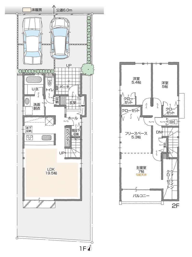 Floor plan. (E Building), Price 40,500,000 yen, 3LDK+2S, Land area 128.67 sq m , Building area 108.77 sq m