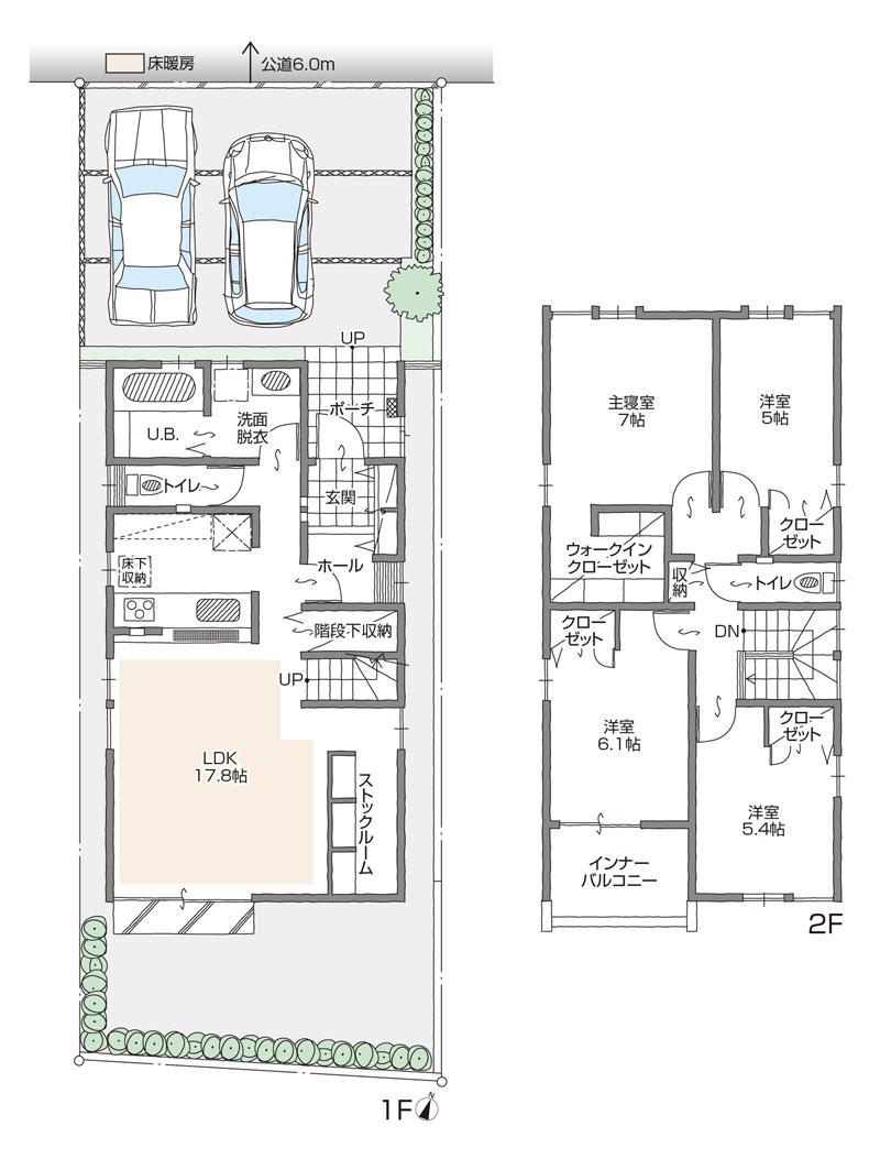 Floor plan. (B Building), Price 41,500,000 yen, 4LDK+2S, Land area 125.67 sq m , Building area 108.58 sq m