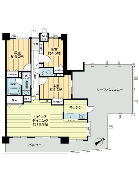 Floor plan. 3LDK, Price 23.8 million yen, Occupied area 82.46 sq m , It has been changed to the spacious 3LDK a room at the balcony area 16.22 sq m 4LDK.
