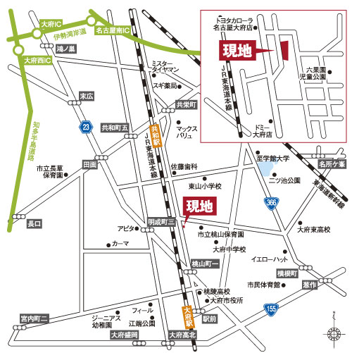 Local guide map. If you use a car navigation system, please enter "Obu Momoyama-cho 1-chome, 2401"