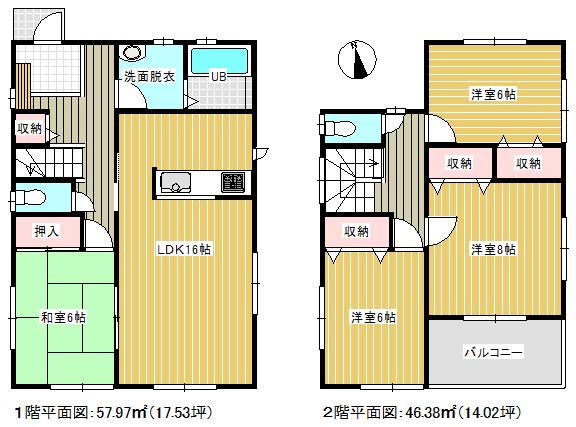 Floor plan. (3 Building), Price 34,800,000 yen, 4LDK, Land area 166.37 sq m , Building area 104.35 sq m