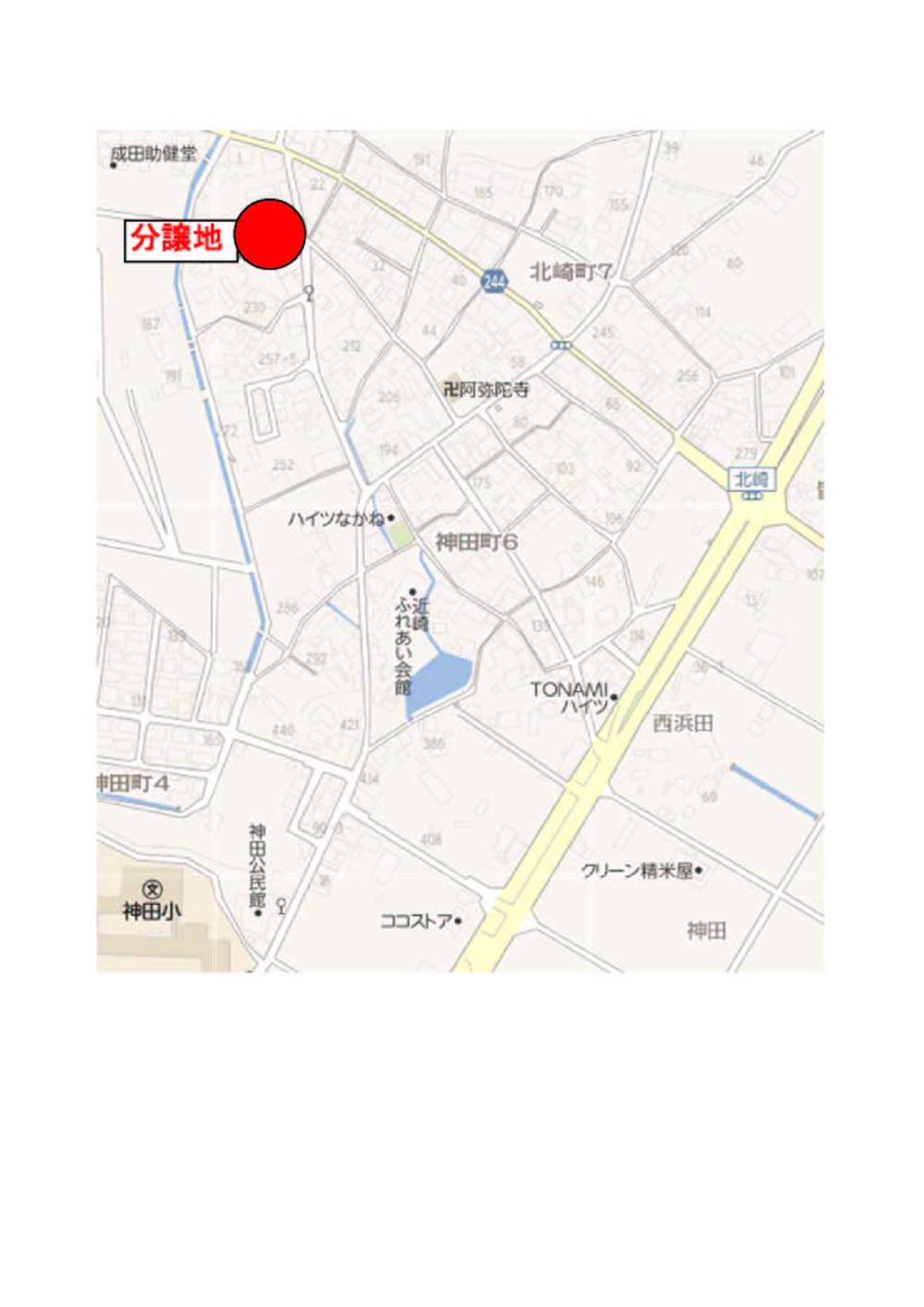 Local guide map. Please be straight north from Kanda elementary school east road.