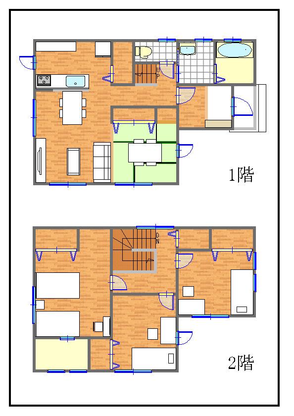 Building plan example (floor plan). Building plan example ((5)) 4LDK, Land price 13,250,000 yen, Land area 147 sq m , Building price 15,970,000 yen, Building area 106.75 sq m