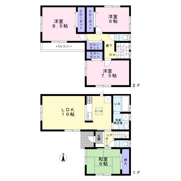 Floor plan. 29,800,000 yen, 4LDK, Land area 111.83 sq m , Building area 106 sq m