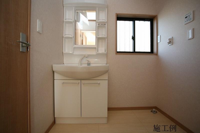 Wash basin, toilet. Example of construction