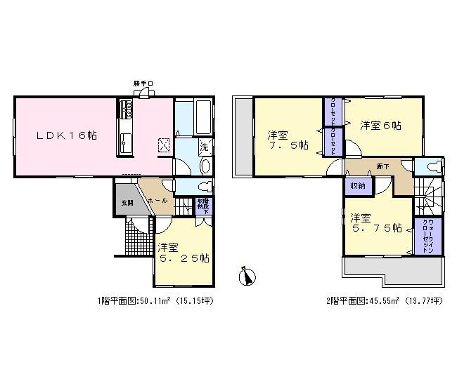 Floor plan. (Building 2), Price 30,800,000 yen, 4LDK, Land area 115.72 sq m , Building area 95.66 sq m