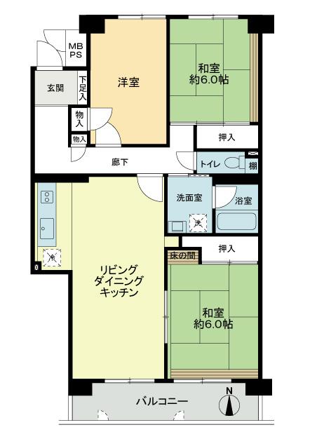 Floor plan. 3LDK, Price 11.8 million yen, Occupied area 79.96 sq m , Balcony area 8.96 sq m