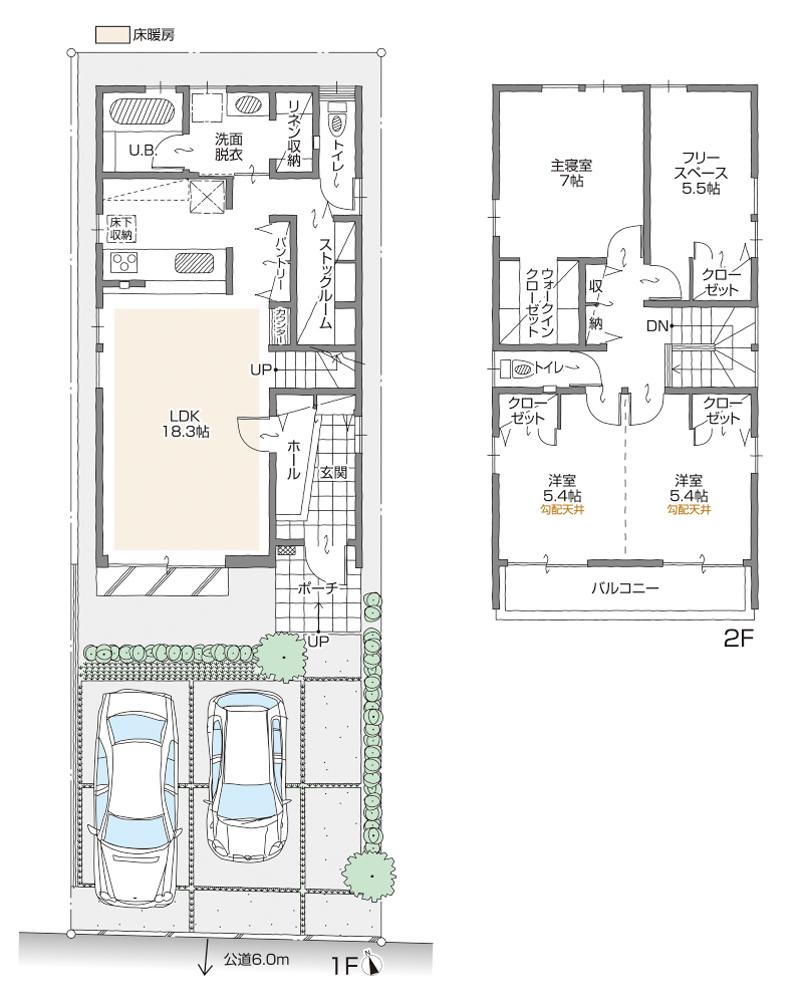 Floor plan. (J Building), Price 42,800,000 yen, 3LDK+3S, Land area 122.11 sq m , Building area 108.49 sq m
