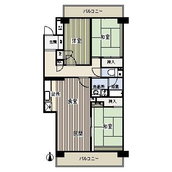 Floor plan. 3LDK, Price 11 million yen, Occupied area 79.96 sq m , Balcony area 17.54 sq m
