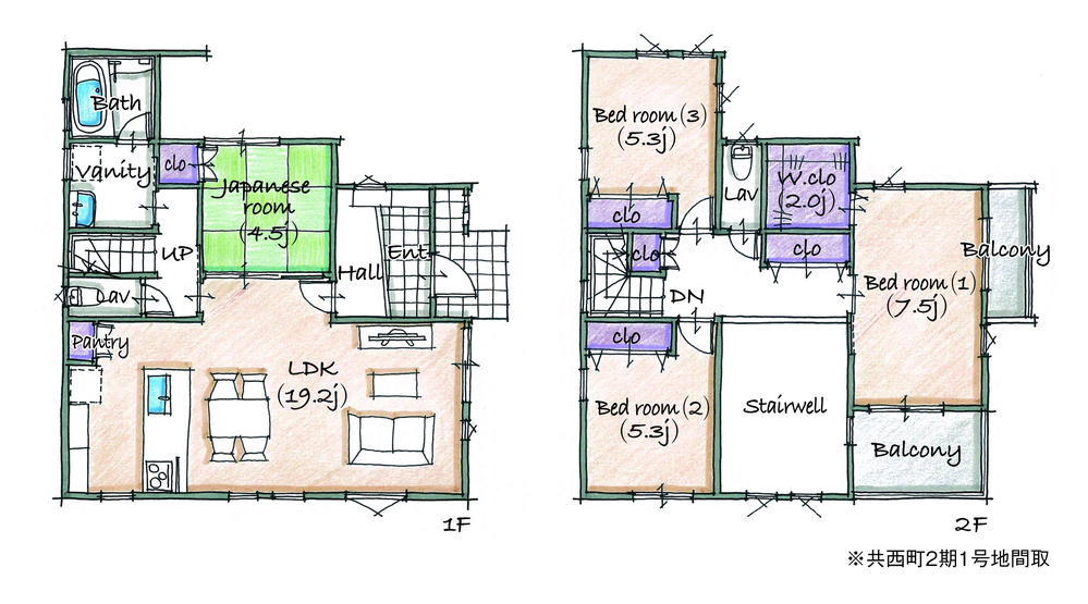 Floor plan. 37,880,000 yen, 4LDK, Land area 133.78 sq m , Building area 105.8 sq m "Toyo-town Obu Republic west" [No. 1 destination] Floor plan