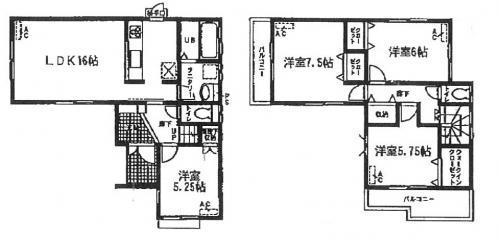 Floor plan. (Building 2), Price 30,800,000 yen, 4LDK, Land area 115.72 sq m , Building area 95.66 sq m