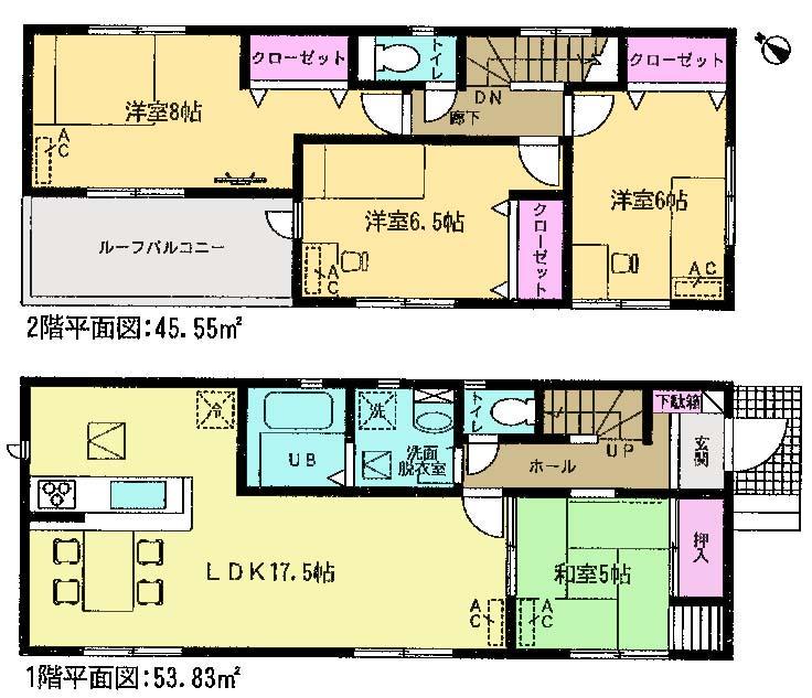 Floor plan. (1 Building), Price 31,800,000 yen, 4LDK, Land area 119.94 sq m , Building area 99.38 sq m