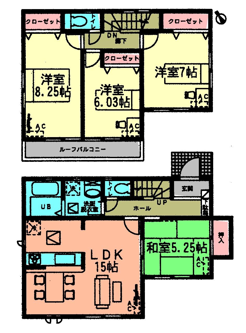 Floor plan. (4 Building), Price 23.8 million yen, 4LDK, Land area 153.39 sq m , Building area 97.72 sq m