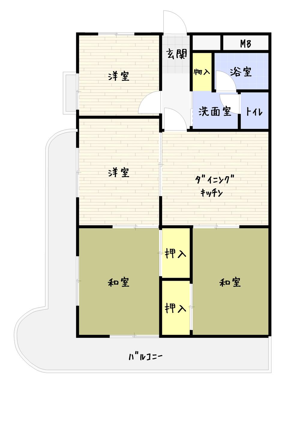 Floor plan. 4DK, Price 6.8 million yen, 4DK private garden with the occupied area 59.73 sq m south!