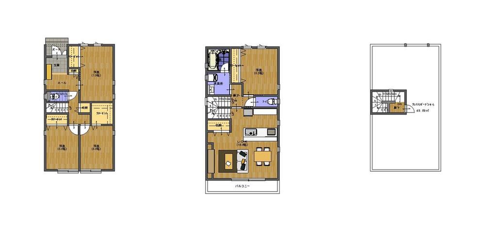 Floor plan. (A Building), Price 37,800,000 yen, 4LDK, Land area 110.56 sq m , Building area 112.63 sq m
