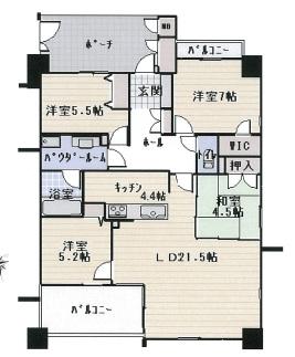 Floor plan. 4LDK, Price 24,900,000 yen, Occupied area 95.68 sq m , Balcony area 17.38 sq m