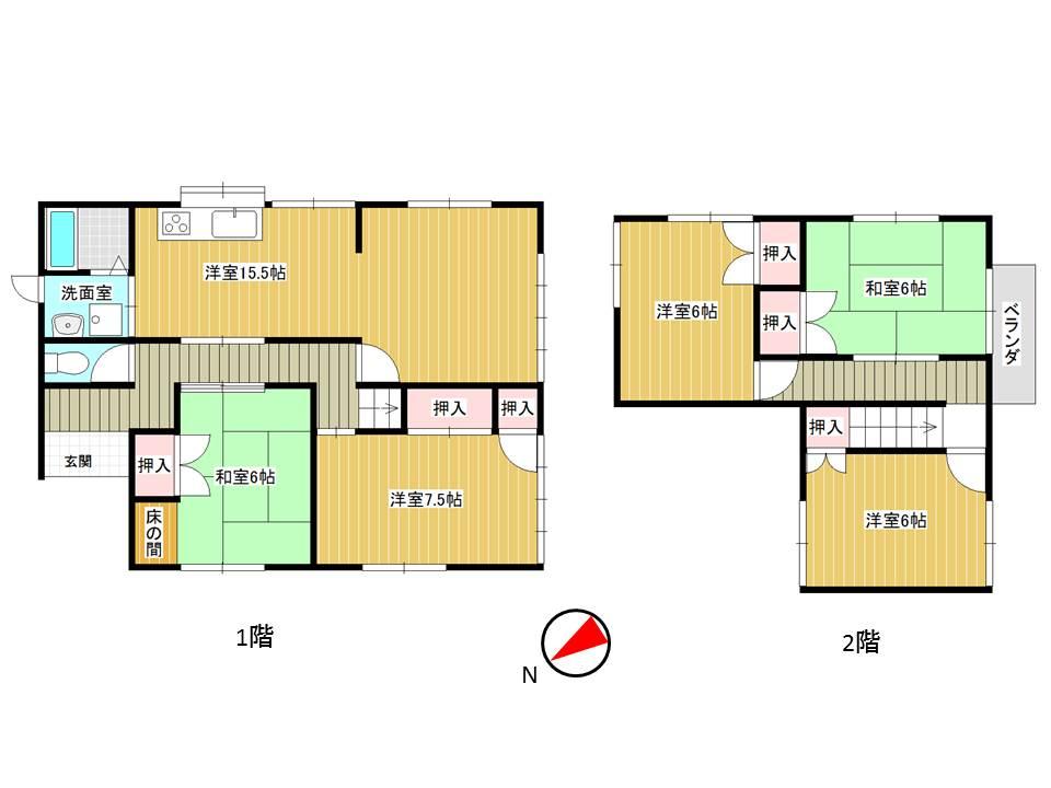 Floor plan. 19,800,000 yen, 5LDK, Land area 171.36 sq m , Building area 109.3 sq m