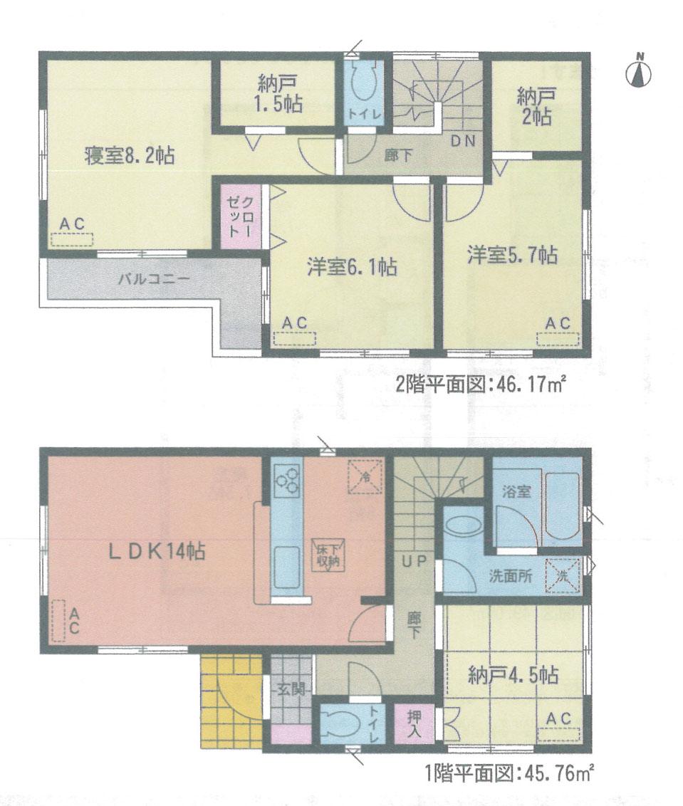 Floor plan. (3 Building), Price 28,900,000 yen, 3LDK+3S, Land area 129.15 sq m , Building area 91.93 sq m