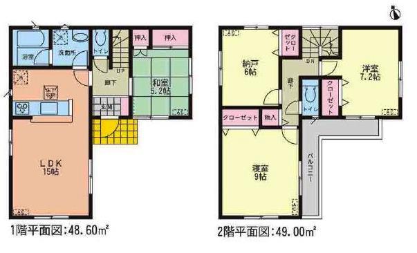 Floor plan. Price 23,900,000 yen, 3LDK+S, Land area 100.01 sq m , Building area 97.6 sq m