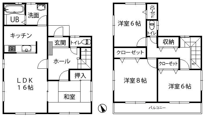 Floor plan. Price 29,800,000 yen, 4LDK, Land area 143.41 sq m , Building area 106 sq m