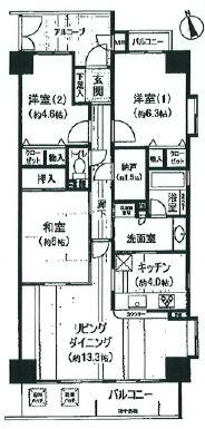 Floor plan. 3LDK, Price 12 million yen, Occupied area 79.88 sq m , Balcony area 9.23 sq m