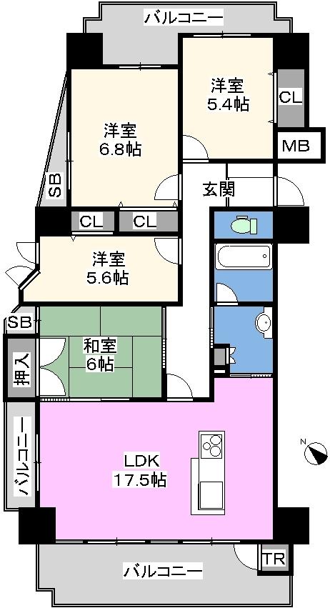 Floor plan. 4LDK, Price 20,700,000 yen, Occupied area 94.35 sq m , Balcony area 24.16 sq m