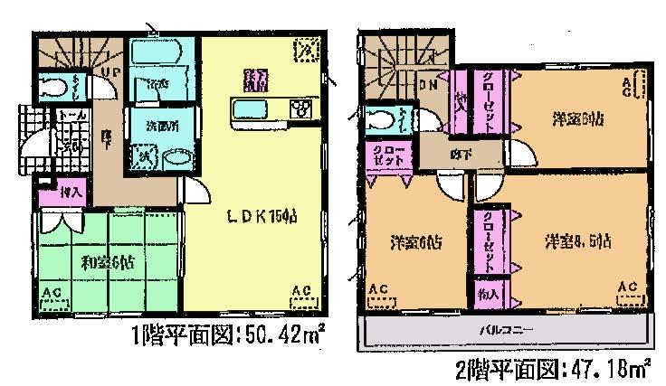 Floor plan. (1 Building), Price 27,900,000 yen, 4LDK, Land area 140.04 sq m , Building area 97.6 sq m