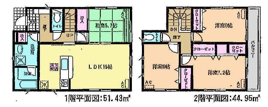 Floor plan. (3 Building), Price 26,900,000 yen, 4LDK, Land area 140.11 sq m , Building area 96.38 sq m