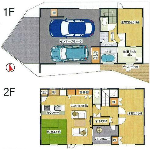 Floor plan. 32,800,000 yen, 2LDK, Land area 107.5 sq m , Building area 123.89 sq m storage full! Wife must-see house!