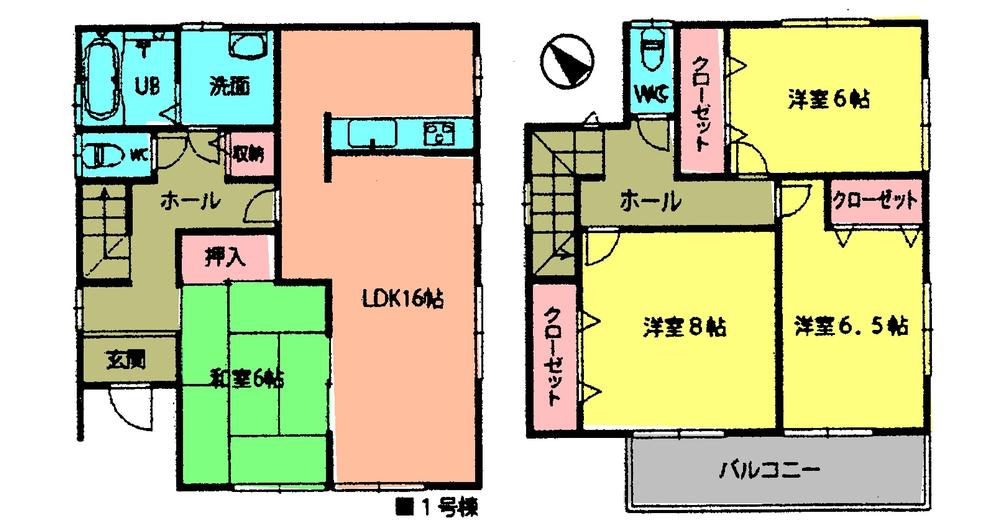 Floor plan. (1 Building), Price 27,800,000 yen, 4LDK, Land area 168.25 sq m , Building area 106 sq m