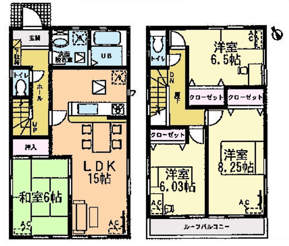 Floor plan. (1 Building), Price 28.8 million yen, 4LDK, Land area 127.88 sq m , Building area 99.39 sq m