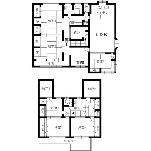 Floor plan. 46,800,000 yen, 6LDK, Land area 442.97 sq m , Building area 206.17 sq m