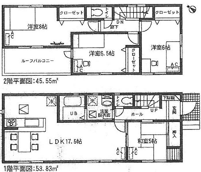 Floor plan. (1 Building), Price 31,800,000 yen, 4LDK, Land area 119.94 sq m , Building area 99.38 sq m