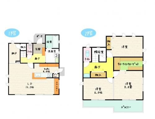 Floor plan. 42,800,000 yen, 2LDK, Land area 195.87 sq m , Building area 113.88 sq m