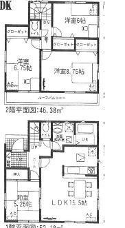 Floor plan. (Building 2), Price 28.8 million yen, 4LDK, Land area 162 sq m , Building area 98.56 sq m