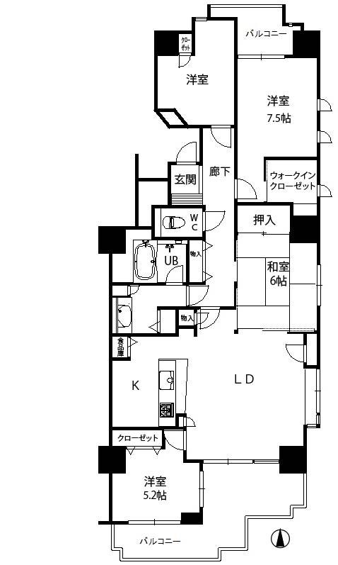 Floor plan. 4LDK, Price 17.8 million yen, Occupied area 96.59 sq m , Balcony area 17.13 sq m