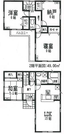 Floor plan. 22,900,000 yen, 3LDK + S (storeroom), Land area 107.92 sq m , Building area 97.6 sq m