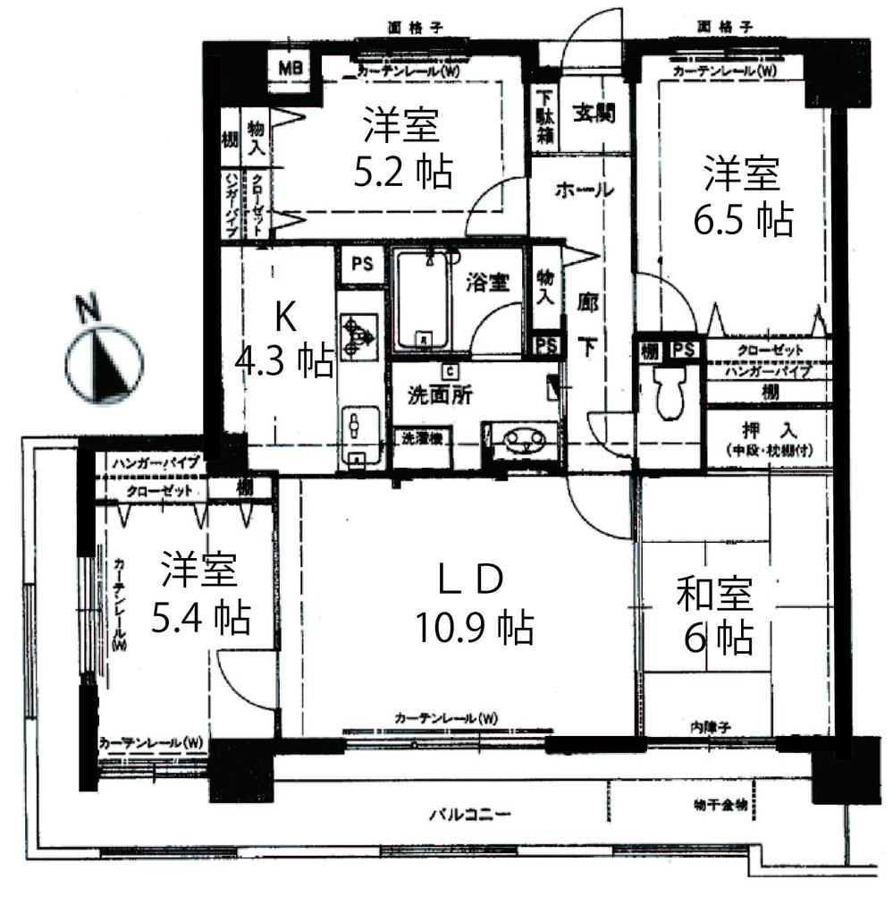 Floor plan. 4LDK, Price 15.5 million yen, Occupied area 85.11 sq m , Balcony area 18.49 sq m