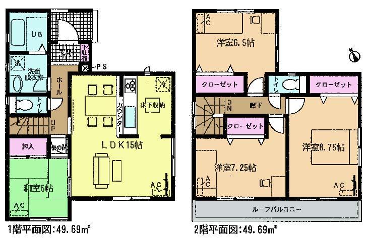 Floor plan. (1 Building), Price 27,800,000 yen, 4LDK, Land area 118.78 sq m , Building area 99.38 sq m