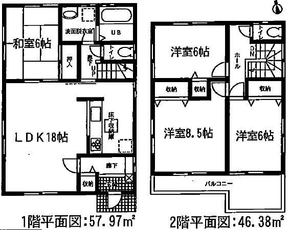 Floor plan. (5 Building), Price 31,800,000 yen, 4LDK, Land area 155.9 sq m , Building area 104.35 sq m