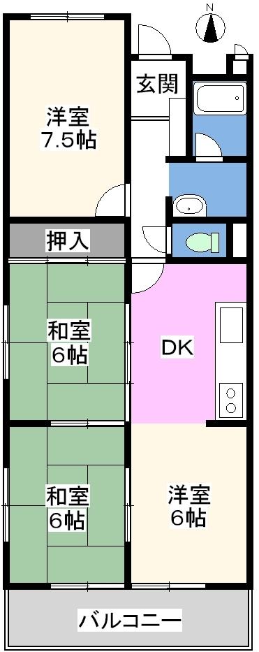 Floor plan. 4DK, Price 5.6 million yen, Occupied area 61.43 sq m