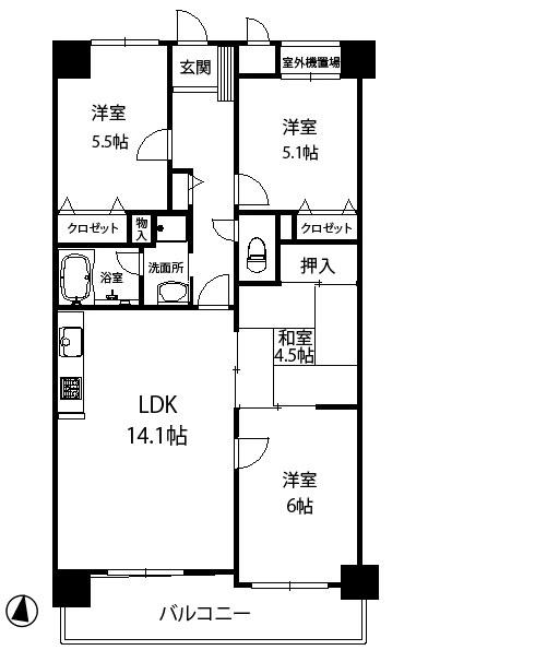 Floor plan. 4LDK, Price 10.8 million yen, Footprint 75 sq m , Balcony area 9.05 sq m