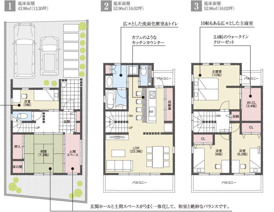 Floor plan. 48,850,000 yen, 5LDK, Land area 110.92 sq m , Planning which is built to maximize use of the building area 149.9 sq m site. Also consideration to the appearance visible from the road, And it has become a sequence of functional room. 