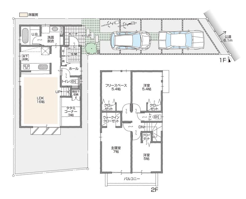 Floor plan. (B Building), Price 31,800,000 yen, 3LDK+3S, Land area 129.58 sq m , Building area 96.61 sq m